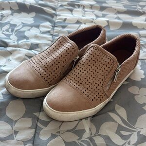 Report Tan Perforated Slip-On Sneakers